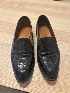 Everlane Black Croc-Embossed Leather Loafers